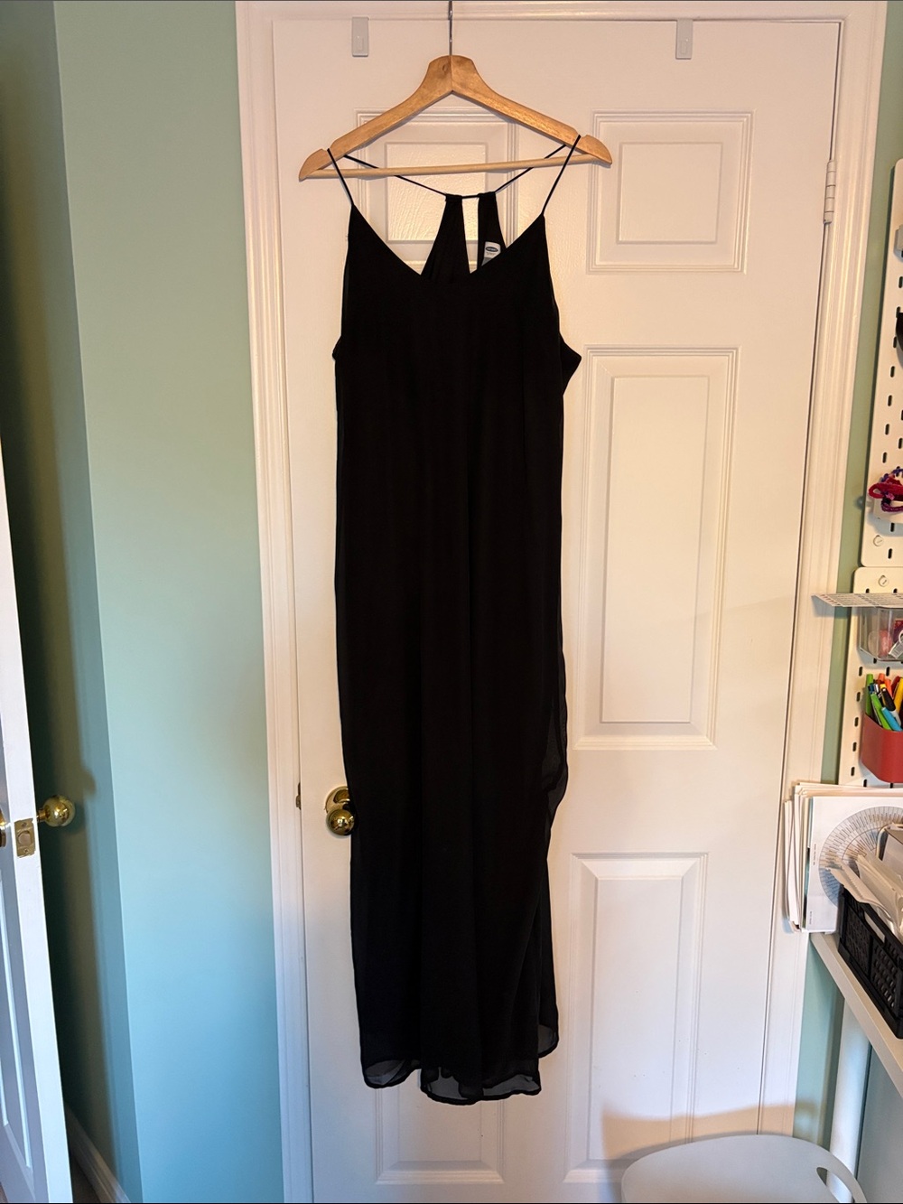 Old Navy Black Maxi Slip Dress with Spaghetti Straps